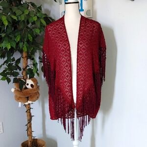 House of Harlow 1960 Fringe Kimono M